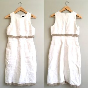 JCrew Linen Scalloped Sheath Dress